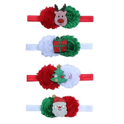 China Lovely Santa Claus Elk Christmas Tree Headband Baby Christmas Headband Fabric Flower Headband from IFOND for sale