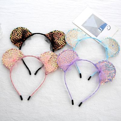 China IFOND Hair Decoration Baby Cat Ear Hairband Sequins Hair Band Toddlers Cartoon Metal Headbands Accessories Kids Girls for sale