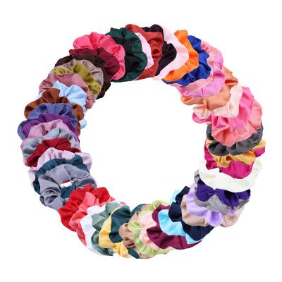 China Wholesale Hair Decoration IFOND Solid Color Elastic Hair Rope Ponytail Holders Satin Hair Ties Girls Large Intestine Hair Circle for sale