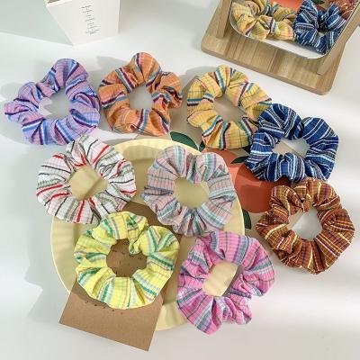 China IFOND Hair Decoration Rainbow Hair Circle Large Intestine Hair Circle Girls Ponytail Hair Ornament Knitting Elastic Band for sale