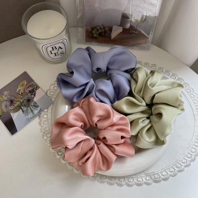 China Head Decration IFOND Girls Large Intestine Circle Solid Color Hair Rope Ladies Ponytail Scrunchies Silk Hair Ties for sale