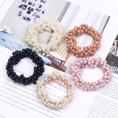 China IFOND Hair Decoration Beads Full Elastic Hair Scrunchies Women Elastic Hair Bands Ponytail Ties Girls Hair Ropes for sale