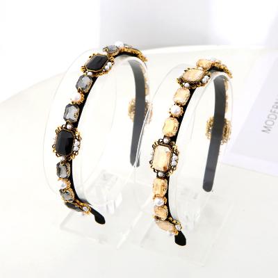 China Fashion SI Women's Wholesale Elegant Luxury Headpiece Headbands Metal Rhinestone Headband Ladies Baroque Crystal Hair Band from IFOND for sale