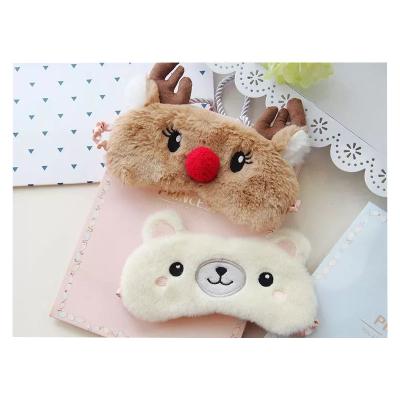 China Cute Soft Elk Sleeping Christmas Blindfold Anti-wrinkle Plush Eye Cover Home Sleep Mask for Women Girls Kids for sale