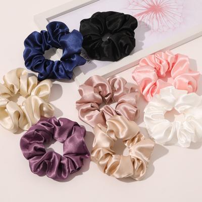 China Whole Ponnytail Holders Scrunchies Elastic Hair Bands Fashion Soft Hair Bands Silk Satin Elastic Hair Scrunchies for sale