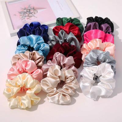 China Soft Fashion Custom Hair Bands Scrunchies Wholesale Elastic Ponytail Holders Silk Like Hair Tie Scrunchie for sale