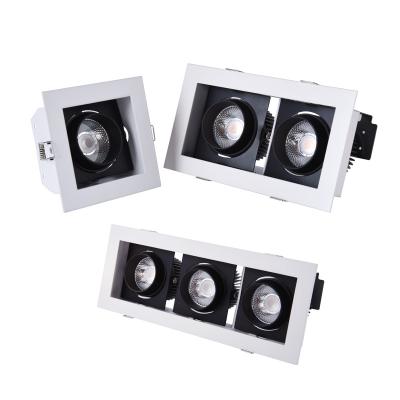 China Commercial 10W 20W 30W Double Lighting Triple Heads Downlight Led Grill Light Lamp For Project Lighting for sale