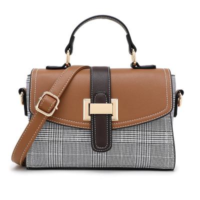 China Other Wholesale 2022 Fashion PU Leather Plaid One-Shoulder Handbag Postman Messenger Bag for sale