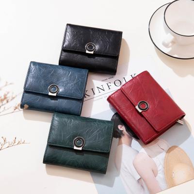 China Other Wholesale Fashion Multi Pocket Card Holder Portable 3 Fold Short Wallet For Women for sale