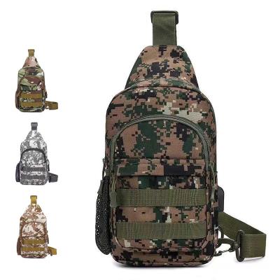 China Hot Selling Waterproof Chest Bag With USB Charging Outdoor Camouflage Tactical Backpack Increasing Sports Climbing Messenger Bag for sale