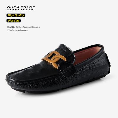 China Plus size flat men fashion genuine leather shoes loafers casual driving flat crocodile slip on skin formal shoes for men for sale