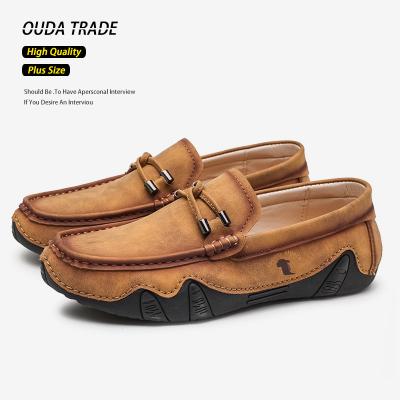 China Factory supply high quality flat plus size fashion genuine leather shoes tassel loafers casual slip on shoes for men for sale