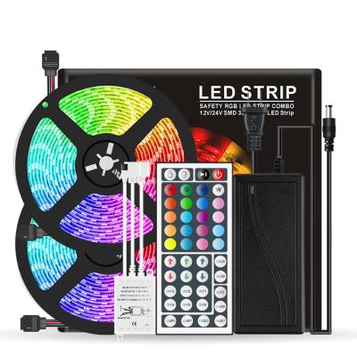 China LANDSCAPE 32.8ft 5M*2 RGB LED Strip Lights Kit Full/Set 5050 300LEDs IP65 LED Strip 44 Key IR Flexible Remote Controller Power Adapter for sale