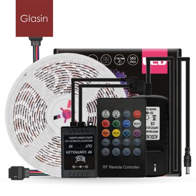 China LANDSCAPE Amazon/Ebay Hot Sale 5M SMD 2835 RGB LED Strip Light IP65 Waterproof + Sound Music Sensor IR Controller + 12V LED Power Adapter for sale