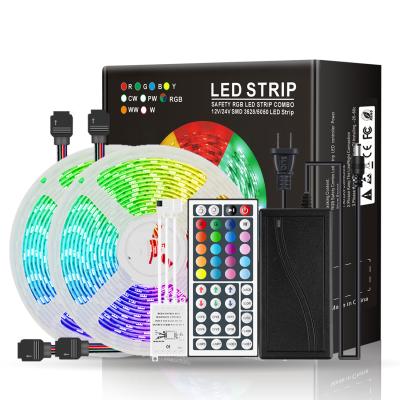 China IP20 LANDSCAPE Amazon hot sellings 20meter 600LEDs RGB LED strip lights complete set / kit. 44key IR remote control for sale