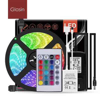 China Best Selling LANDSCAPE Product in USA Eu16.4ft 5050 RGB LED Strip Light with 24key Controller 12v 3a Adapter for sale