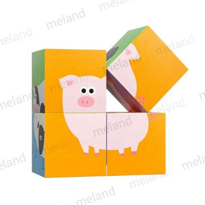 China DIY TOY Educational Preschool Montessori Jigsaw Cube 2x2 Wooden Puzzle for sale