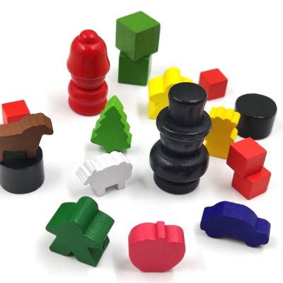 China Wooden Custom Design Your Own Pawns Marks Meeple Dice Wooden Chess Board Game Accessories for sale