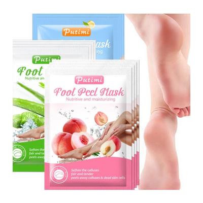 China Custom Logo Organic Peach Aloe Lavender Tea Tree Coconut Private Label Foot Exfoliating Peeling Foot Mask for sale