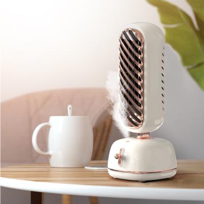 China With 2 light in 1 light portable air mist humidifier and mini table fan suitable for bedroom living room for sale