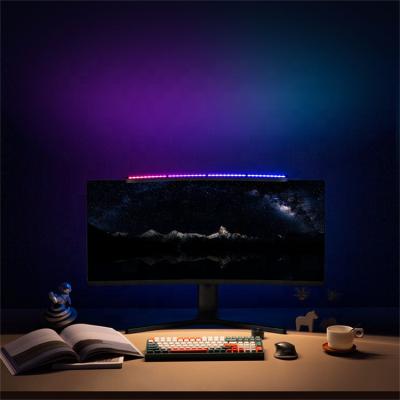 China Modern Colorful Music Atmosphere Flash Play Light 2 In 1 Computer Screen Light Blue Stripe Touch Anti Dimming Reading Light for sale