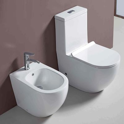 China White Bathroom Ware Double-flow Style Toilet Bidet Floor Standing Ceramic European Modern Sanitary Ware Set for sale