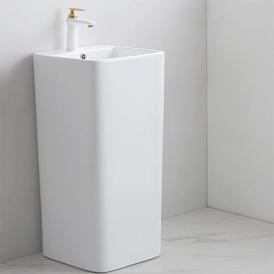 China Modern Luxury Solid Ceramic Faucet Single Hole Single Hole Surface Bathroom Washroom Freestanding Wash Basin for sale