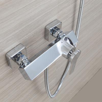 China Without Slide Bar Hot Sale Single Hole Shower Faucets Bathroom Ceramic Brass Wall Mounted Exposed Faucets for sale