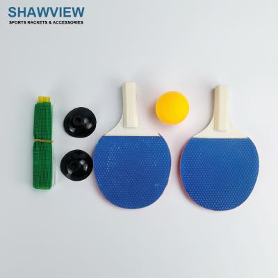 China Wood +Rubber Cheap Hot Sale Top Quality Wooden Table Tennis Racket Set OEM for sale