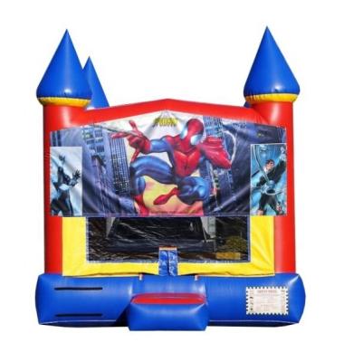 China High Quality PVC Tarpaulin 0.55mm Inflatable Bounce House Garden Inflatable Spiderman Moonwalk For Fun Time for sale