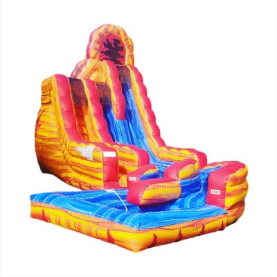 China PVC Tarpaulin 0.55mm Customized Lane Double Inflatable Waterslide Ice Fire N Dry Wet Inflatable Water Slide for sale