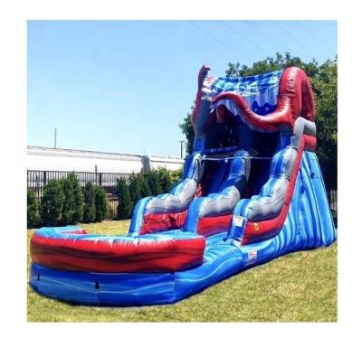 China High Quality 0.55mm PVC Tarpaulin Kraken Blue Commercial Inflatable 19Ft Waterslide For Kids Adults Wate Slide for sale