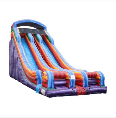 China PVC Tarpaulin 0.55mm New Design Inflatable Splash Dry Inflatable Water Slide Bouncer Slide for sale