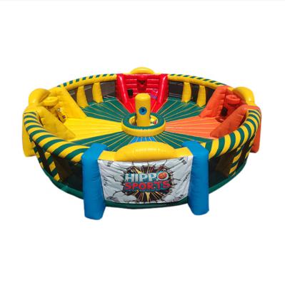 China 0.55mm PVC Tarpaulin Sports Commercial Interactive Game Hippo Chow Down Hungry Hippos Games Inflatable Bungee Basketball For Sale for sale