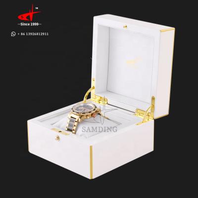 China White And Gold High End Luxury Custom Watch Packaging Wooden Box for sale