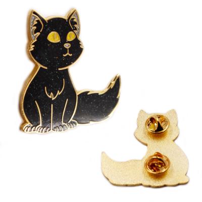 China China Lovely Cartoon Cat Pin Metal Enamel Mini Charm Promotional Souvenir Badge Black Color for sale