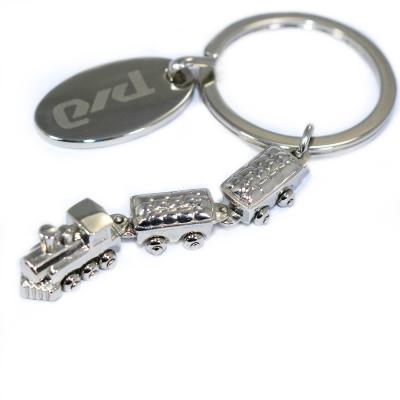 China Zinc Alloy Promotional Steam Train Nickel Plating 3D Key Ring Souvenir Metal Key Chain for sale