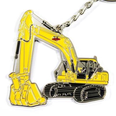 China Excavator Key Chain Gift Custom 3D Excavator Enamel Heavy Machinery Metal Key Chain Excavating Machinery Gift for sale