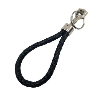 China Plug Amazon Coin Selling Quickly Woven Woven Rope Strap Genuine Leather Key Chain for sale