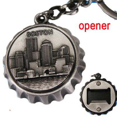 China Promotion USA Boston Souvenir Gift 3D Capsule Shape Metal Bottle Opener Key Chain for sale