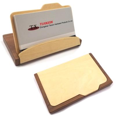 China Business style business table name card holder wooden cardcase for office for sale