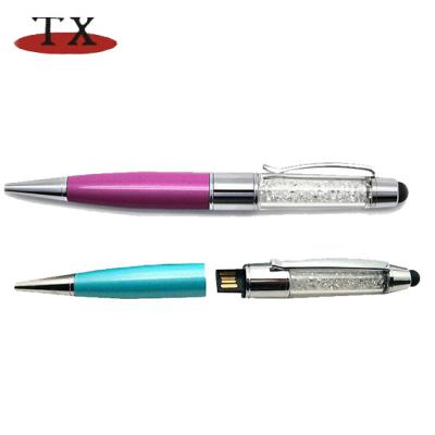 China Custom Logo Gift Aluminum and Crystal Pen Ballpoint Stylus USB Conductive Stick for sale