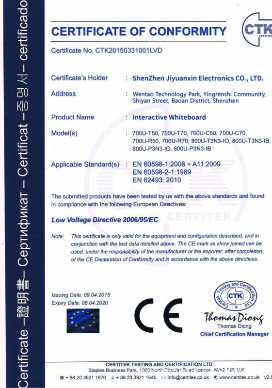 CE - Shenzhen Jiyuanxin Electronics Co., Ltd.