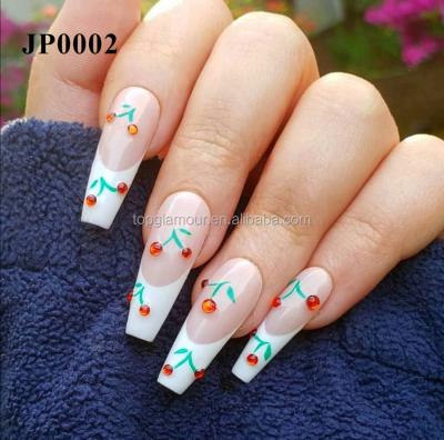 China JP0002 Eco-friendly Material Nails 24pcs Long Press On Fake Nails Artificial Nails With Nail Glue for sale