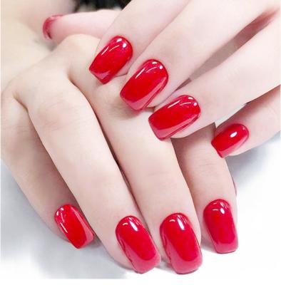 China 24pcs Tasteless 3D Full Cover Red Square Artificial Nails JP0815-Y01 Press On Nails For Women for sale