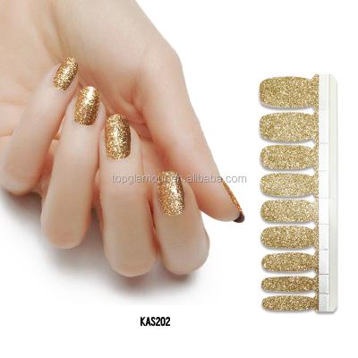 China 2021 Fashion Waterproof Hot Selling Wholesale Nail Strips Real Glitter Powder Nail Polish for sale