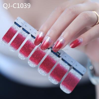 China QJ-C1039 China Factory Waterproof Hot Sale Custom Nail Wraps 100% Nail Polish Stickers for sale