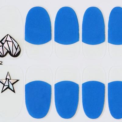 China 2021 New Waterproof Fashion Trends Pop Waterproof Blue Beautiful Finger Nail Stickers for sale