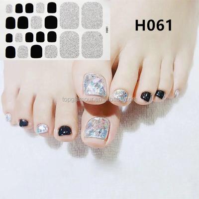 China H061 Glitter Powder Nail Sticker Waterproof Gel Polish Decal Toe Wraps Toe Wraps for sale