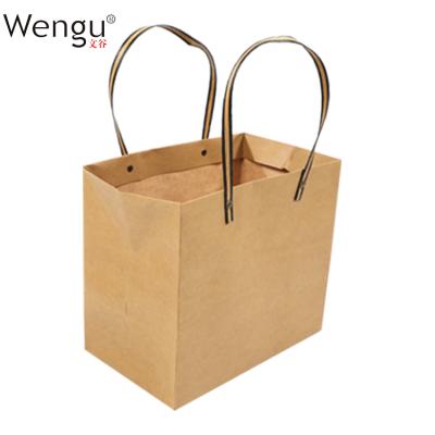 China Recyclable Premium Solid Color Custom Design Shopping Handle Gift Kraft Paper Package Bag for sale